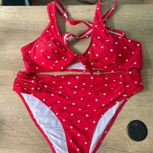 Cupshe two piece red and white polka dot bikini